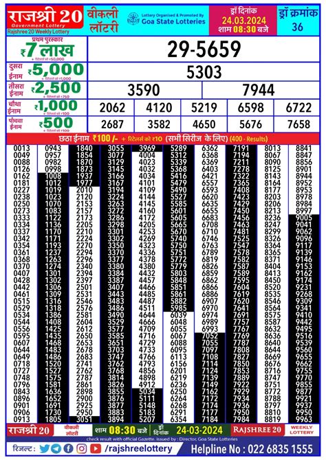 rajshree 20 ravi weekly lottery